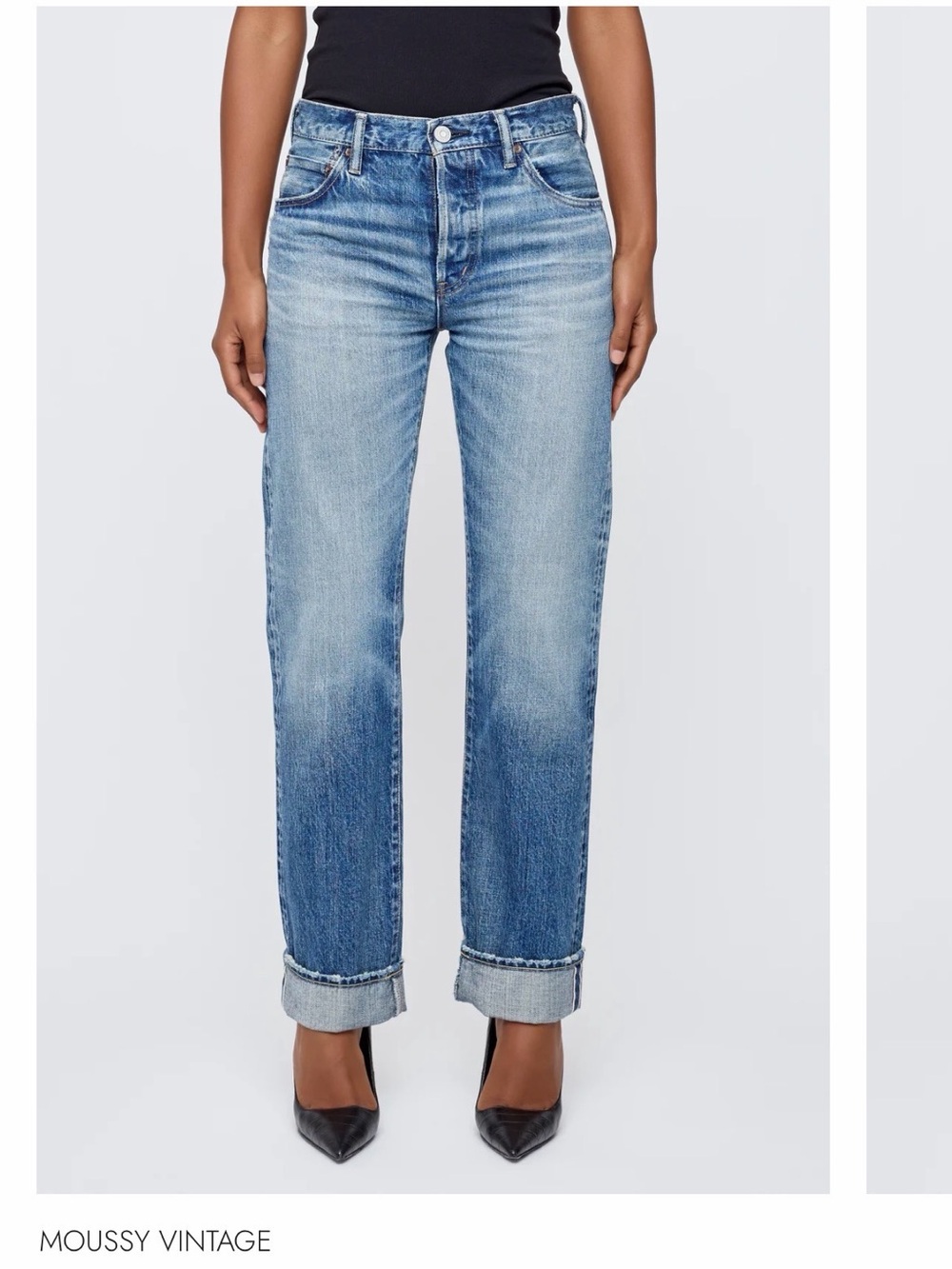 Moussy Vintage Selvedge Jeans Womens 24 Blue High Rise Distressed Japan Denim